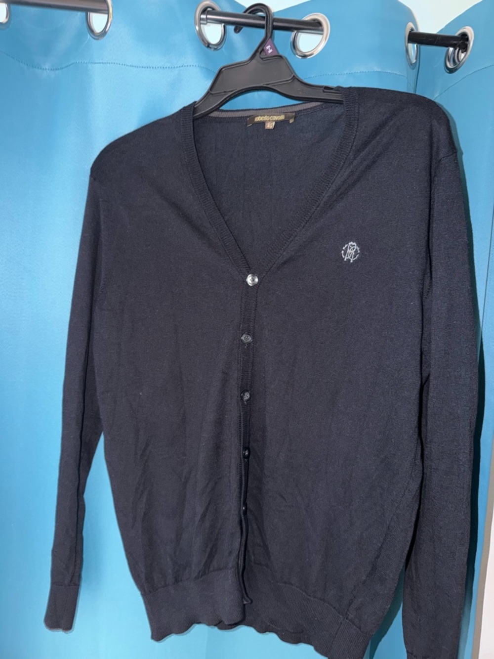 Roberto Cavalli Navy Blue Knit Sweater